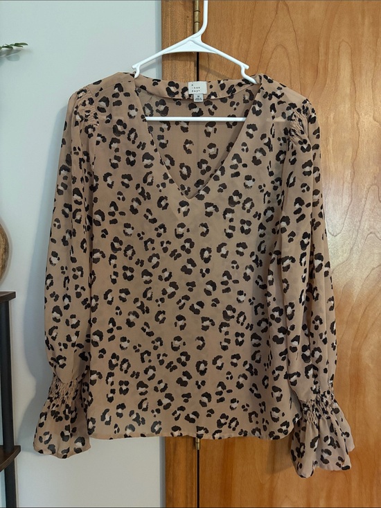 a new day Tops - a new day Tan Leopard V-Neck Long Sleeve Blouse